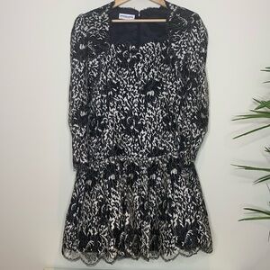 Christian Rupert Couturier Couture Embroidered Lace Drop Waist Cocktail Dress S